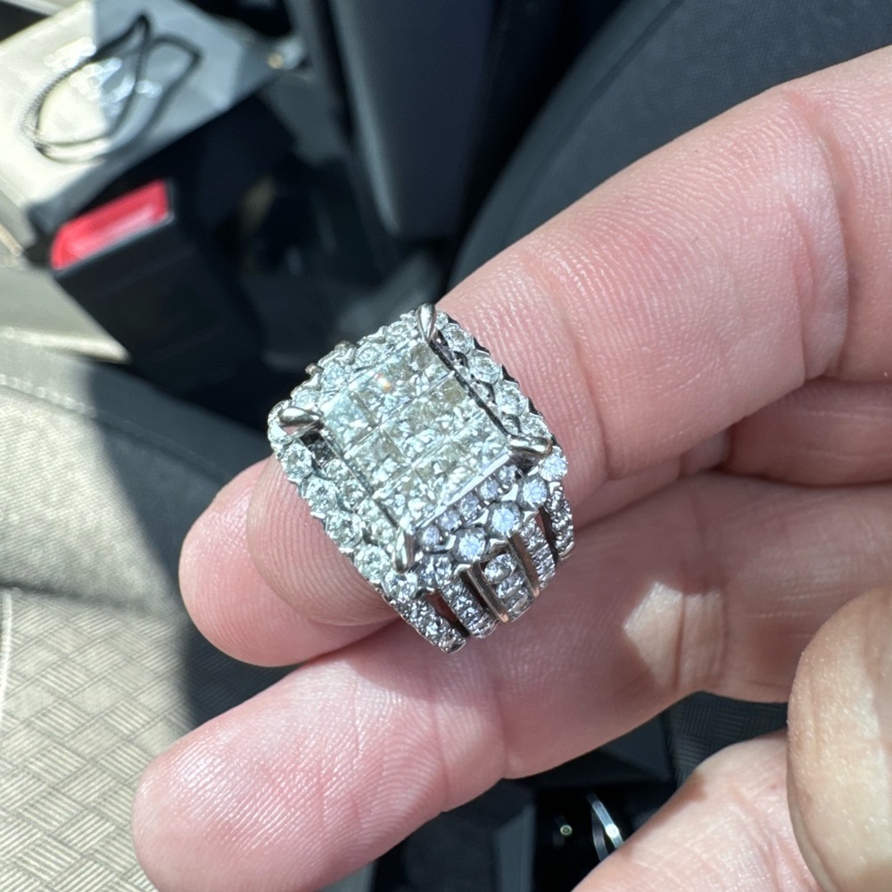 Wedding ring. Bought from Kay. Has lifetime warranty for cleaning and resizing.
